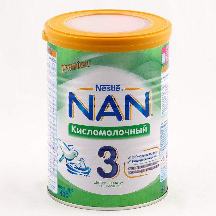 NAN Кисломолочный 3 400г  Детский напиток с 12 месяцев