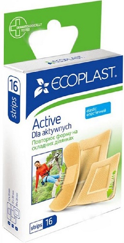 Ecoplast Набор Пластырей медицинский нетканный Active 72*19 (8 шт).72*38 (2шт),38*38 (6шт)