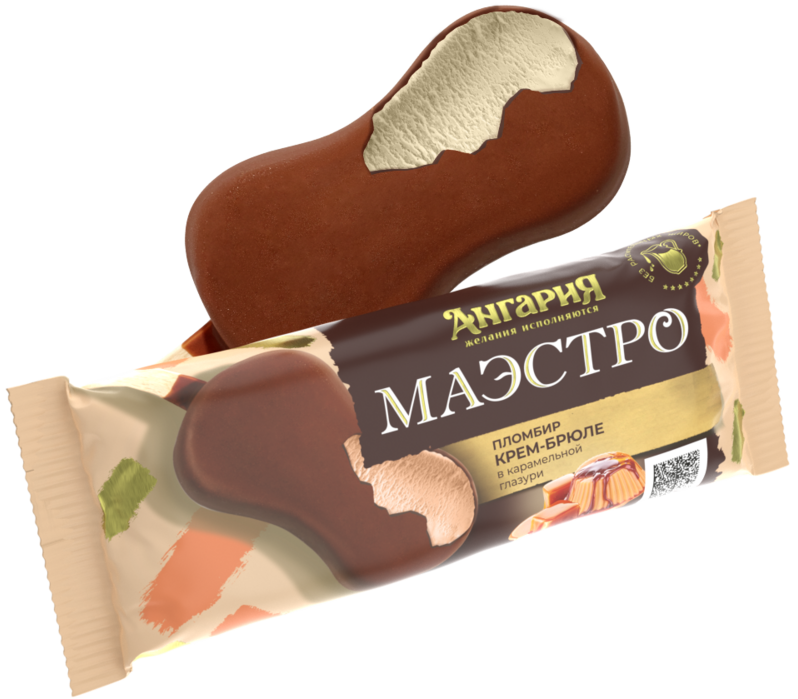 Ангария Мороженное Эскимо Маэстро Пломбир Крем-брюле 15% 80г