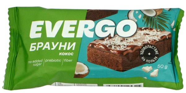 EVERGO Брауни кокос без сахара 50 гр