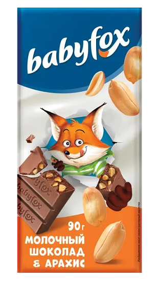 Babyfox Шоколад Молочный плитка с Арахисом 90г