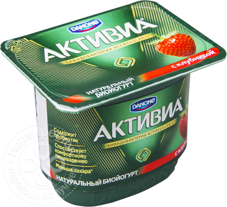 Данон Активиа Биойогурт густой обогащ.Клубника 2,9%-120г