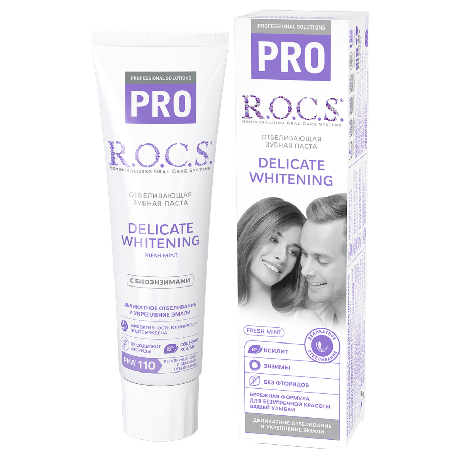 Зубная паста ROCS PRO Fresh Mint Деликатное отбеливание135г РОКС