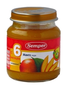 Semper Пюре Манго 125г стекло с 4 месяцев.
