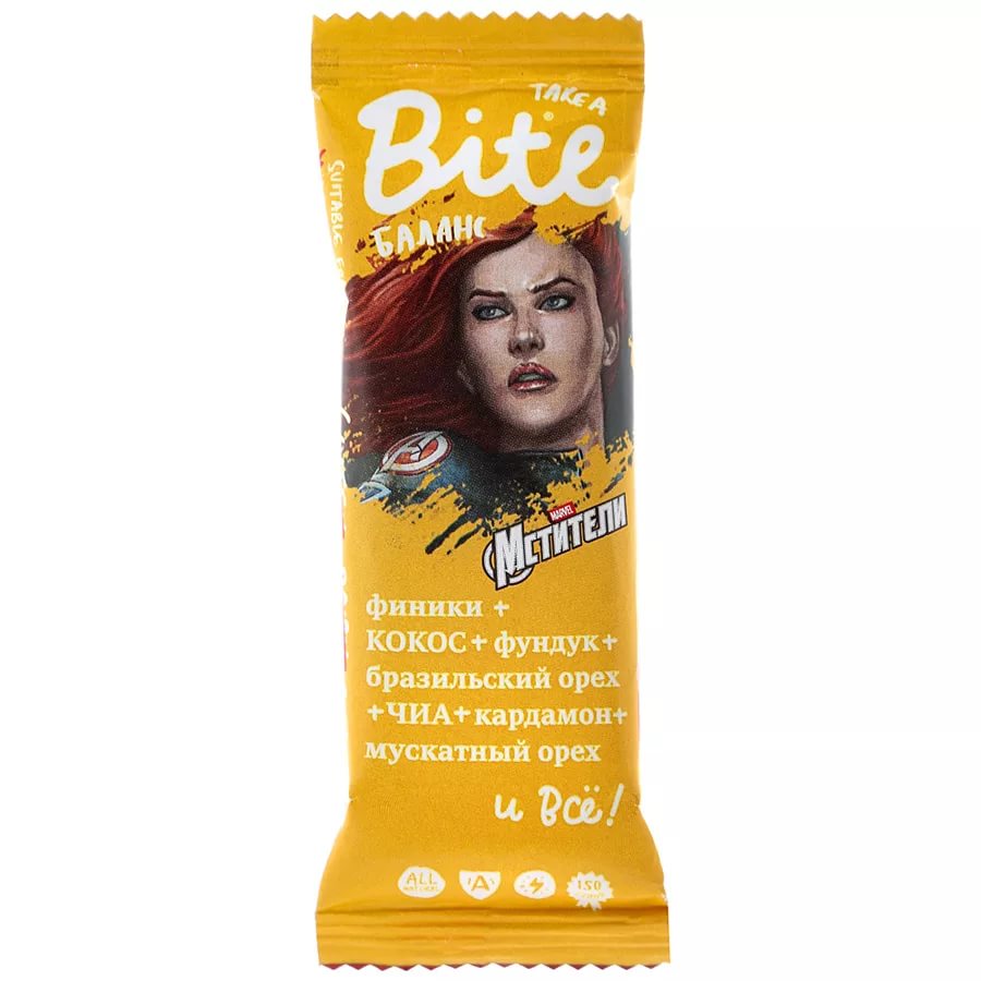 Bite Slim Unicorn Батончик Мстители  орехово- фруктовый  финики, кокос, фундук 30,0 гр