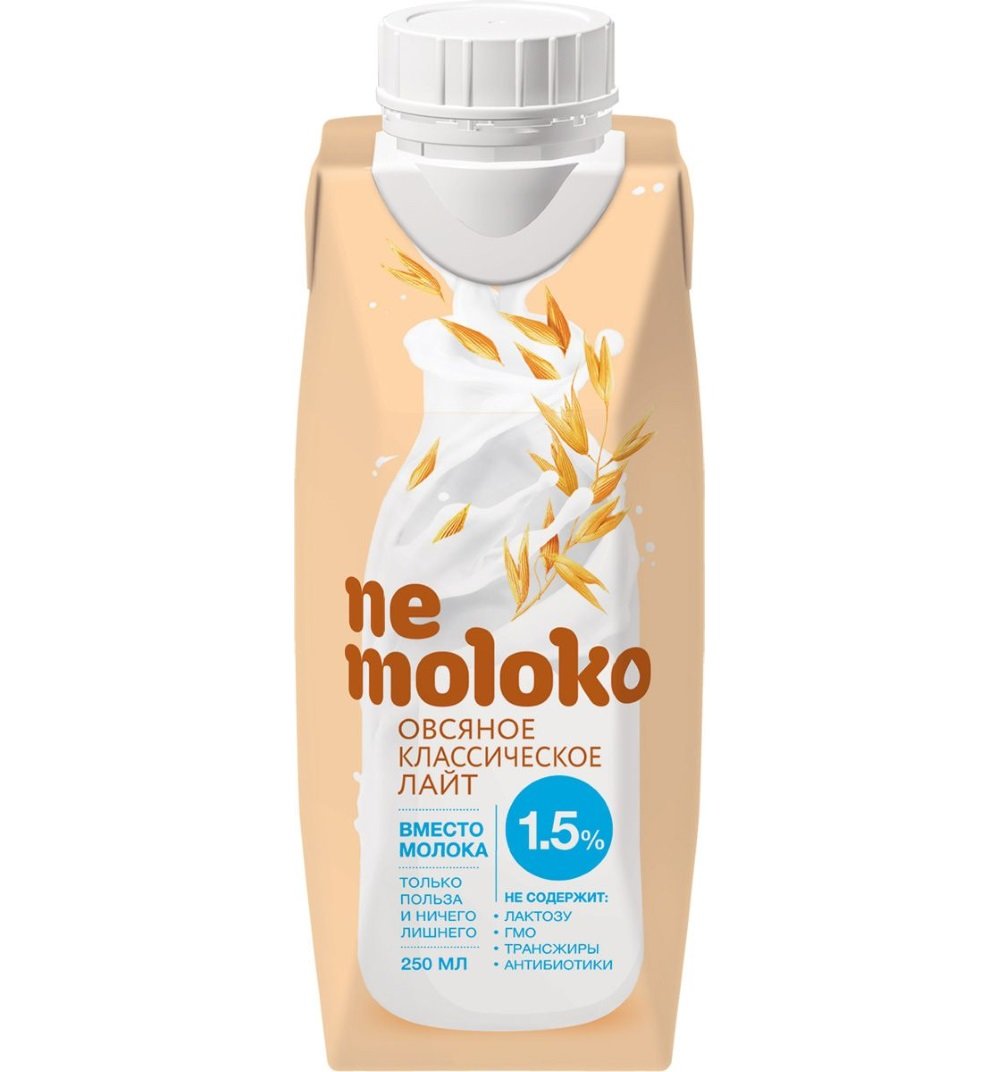 NeMoloko Напиток Овсяной Лайт 1л классический обогащенный кальцием и вит В2 -