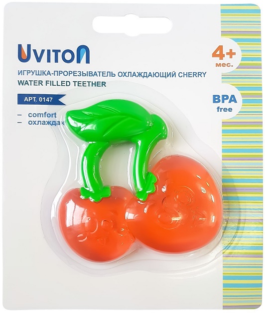 Прорезыватель 4м+ UVITON Вишенка арт.0147 цвета в ассортименте