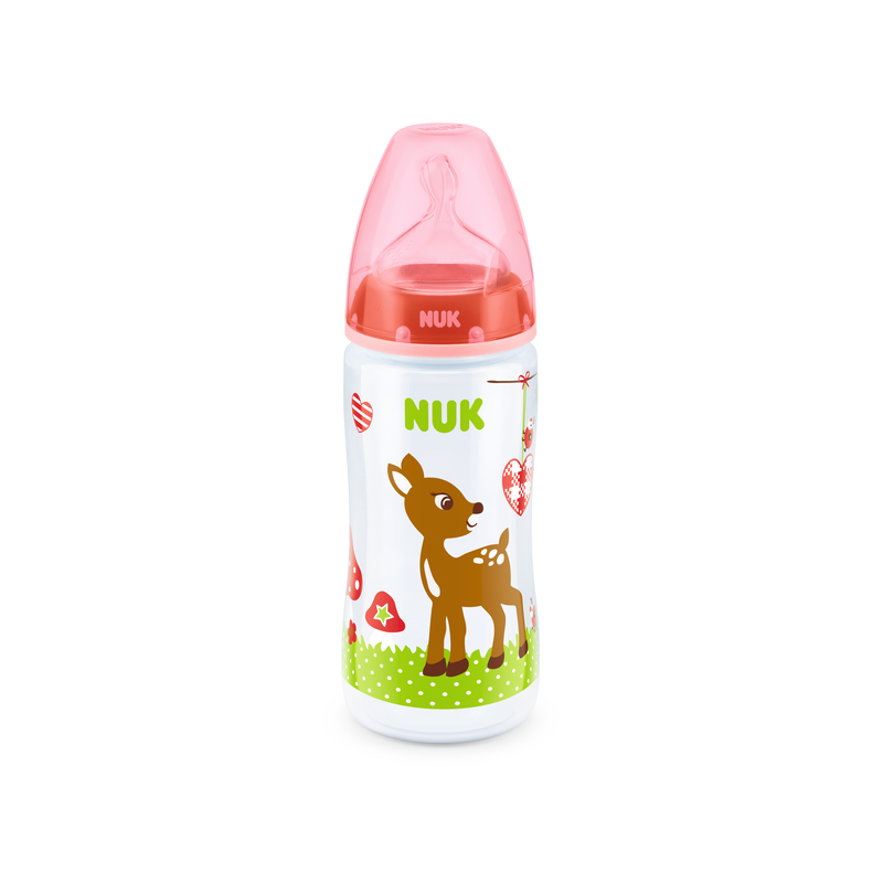 NUK FIRST CHOICE Бутылочка для кормления с соской из силикона розовая 0-6 мес