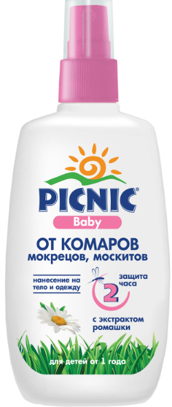 PICNIC Baby Спрей от комаров мокрецов и москитов для детей 120 мл