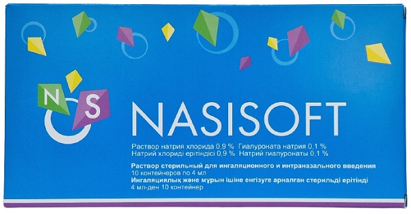 Назисофт раствор 4 мл №10 амп. ( натрия хлорида 0,9%, гиалуроната натрия 0,1% ) / NASISOFT