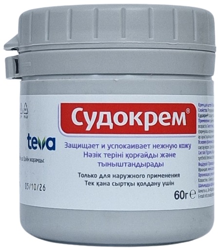 Судокрем 60 гр Тева ( цинка оксид,ланолин,бензилбензоат,парафин,спирт )