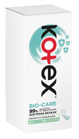 Kotex Liners Bio-Care ежедневные прокладки экстра тонкие №20 ( 1.5 капли )