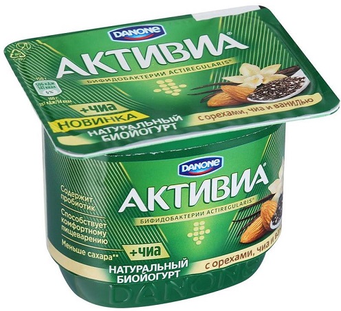 Данон Активиа Биойогурт Орехи-Чиа-Ваниль 2,9% 120мл густой обогащ