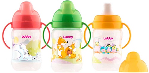 Поильник 6м+ LUBBY 250мл с твердым носиком и ручками цв.в асс. арт.15184