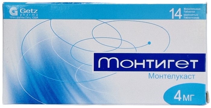 Монтигет табл. жев. 4 мг №14 ( монтелукаст ) (Упаковка)
