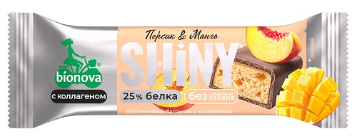 Bionova Батончик Протеиновый Shiny Персик Манго глазир. 40г
