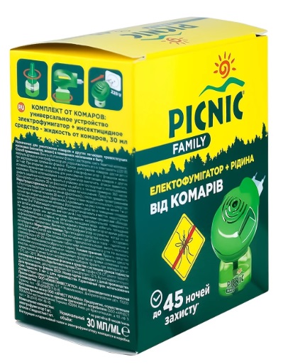 PICNIC Family Электрофумигатор + жидкость для детей 45 ночей Средство инсектицидное 