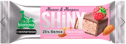 Bionova Батончик Протеиновый Shiny Малина и миндаль глазир. 40г