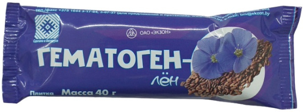 Гематоген Экзон Лён 40 г Беларусь