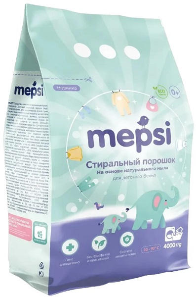 MEPSI Стиральный порошок для детского белья на основе натурального мыла 4 кг