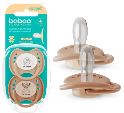 Пустышка Латексная BABOO Ортодонтическая Calmy 0м+ (2шт) Персик