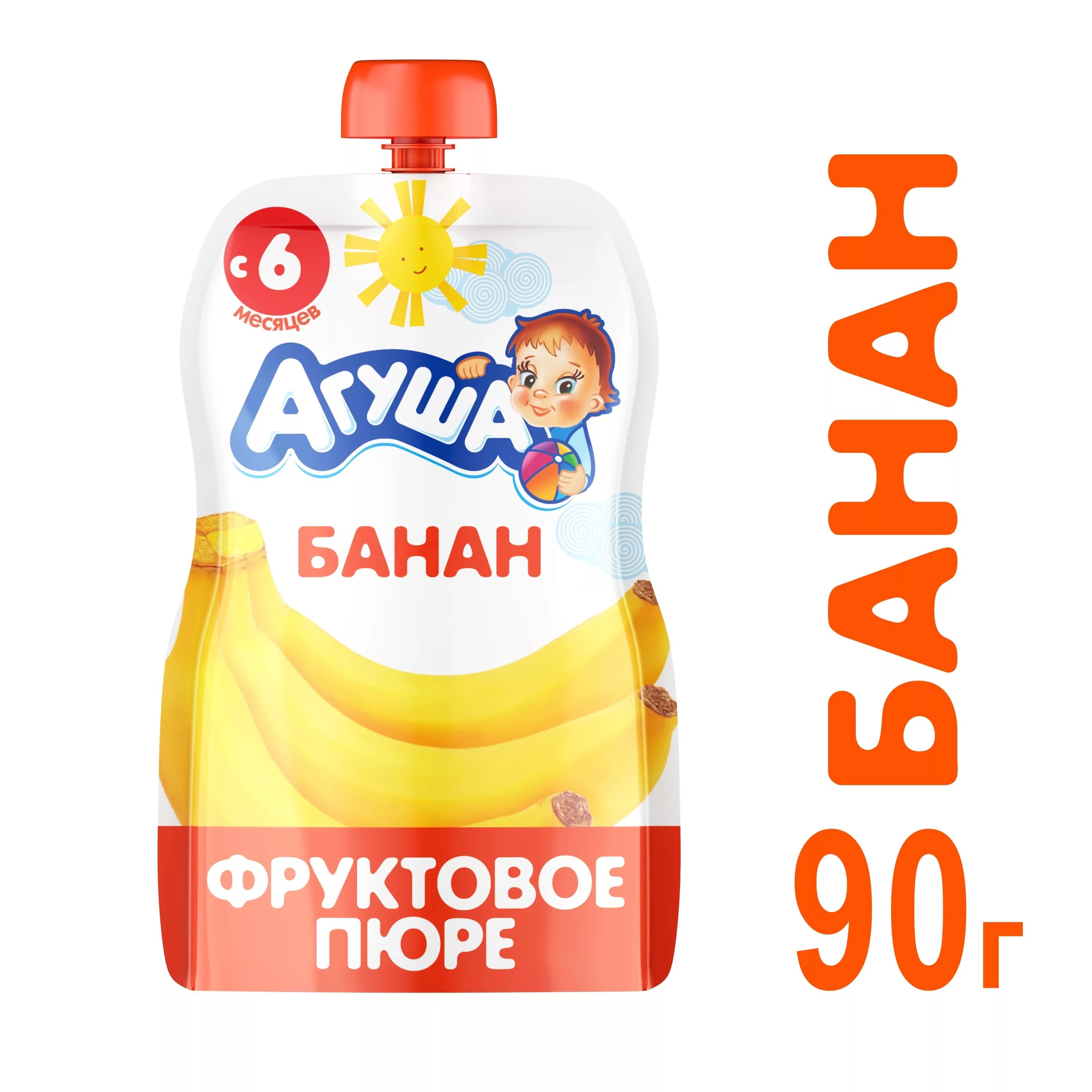 Агуша Пюре Банан 90г с 6 мес Пауч