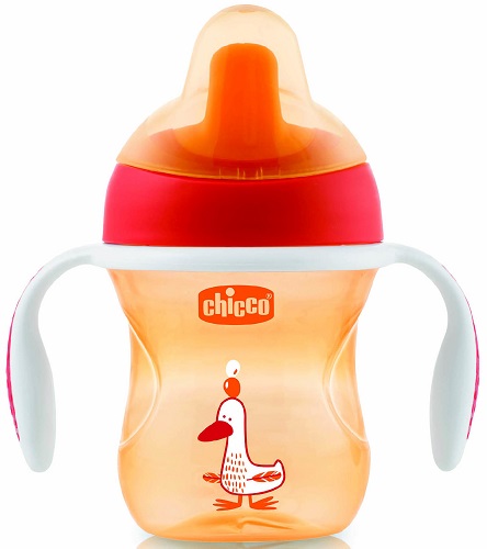 Поильник 6м+ CHICCO Training Cup 200мл Непроливайка оранжевый