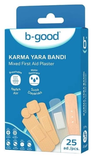 Пластырь для оказания первой помощи комплект 25шт B-Good