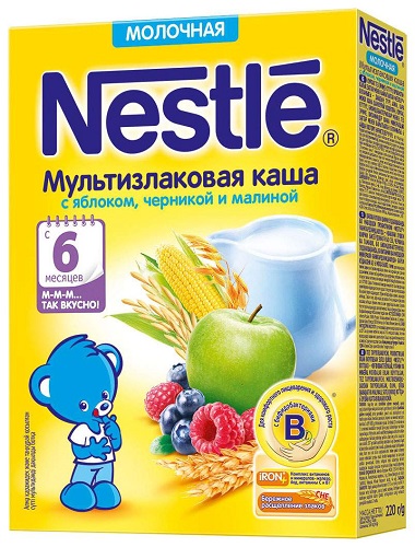 Nestle Каша молочная Мультизлак Яблоко черника,малина 220г с 6мес.
