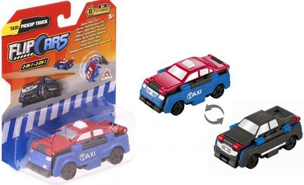 Машинка-трансформер Flip Cars 2в1 Такси и Пикап