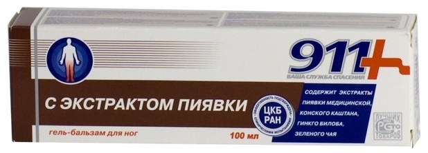 911 с экстрактом Пиявки 100 мл гель бальзам для ног #&