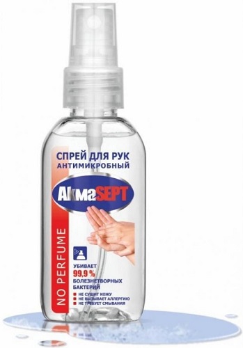 Санитайзер для рук AKMASEPT NO Perfume спрей 50мл АВРОРА Акмасепт