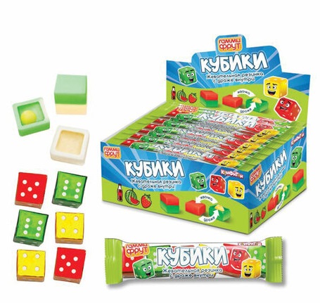 Гамми Фрут жевательная резинка с доаже Кубики 18гр
