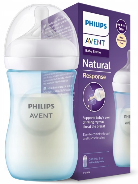 Бутылочка Пластиковая AVENT Philips Natural Response Blue 260мл с ш/г Соска Силикон. 1м+ SCY903/21