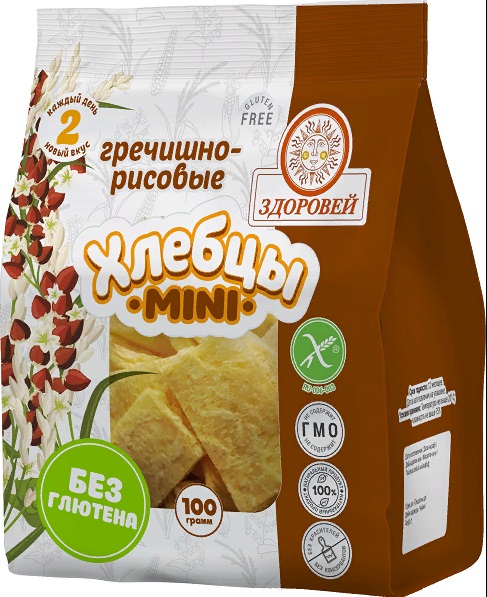 Здоровей Хлебцы Мини Гречишно-Рисовые 100г