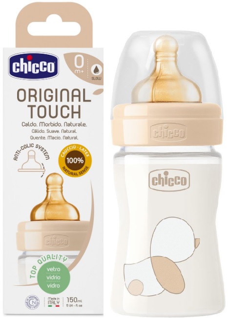 Бутылочка Пластиковая CHICCO Original Touch 150мл Соска Латексная 0м+ розовый