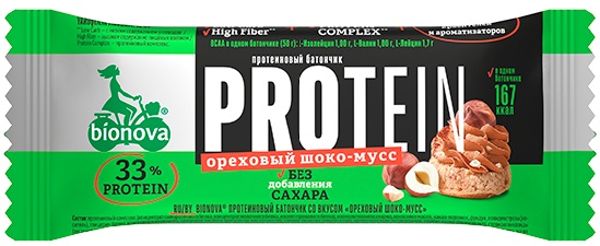 Bionova Батончик Протеиновый Ореховый шоко-мусс 50г