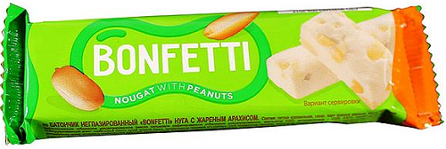 Батончик Bonfetti Нуга с жаренным арахисом 25г