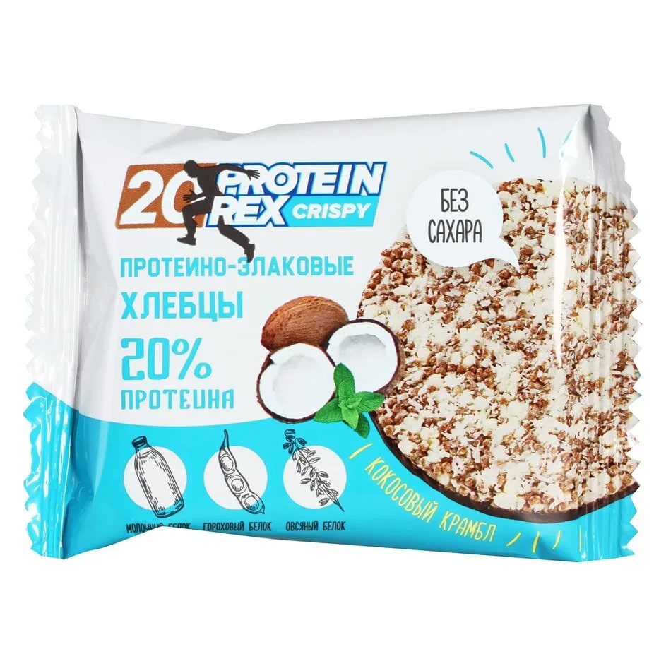 Protein Rex 20% Crispy Протеино- злаковые хлебцы без сахара 55г Кокосовый крамбл