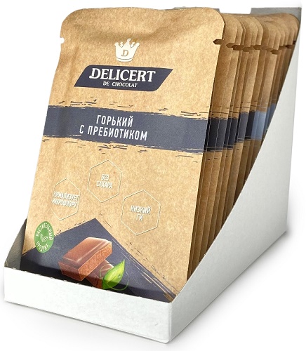 Delicert Шоколад горький с Пребиотиком 25 г без сахара