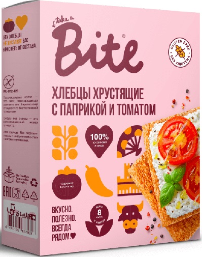 Bite Хлебцы Кукурузно-рисовые с Паприкой и томатом 100г хрустящие без глютена 