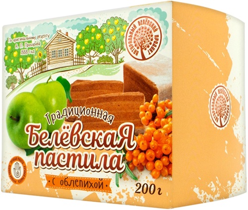 Белёвская Пастила с Облепихой без сахара 200г пергамент Белёвский продукт