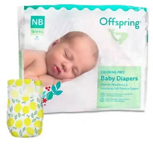 Offspring подгузники для детей Лимоны NB (2-4кг) 26 шт