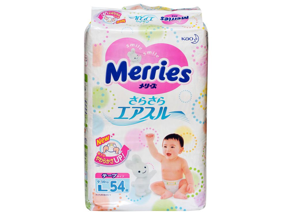 Подгузники для детей MERRIES L54 (9-14кг) 54шт