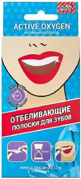 Полоски Отбеливающие для зубов GLOBAL WHITE Teeth Whitening strips 2 саше