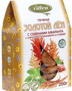 Vitlen Печенье Золотой лен с Амарантом на мальтите и стевии 200г