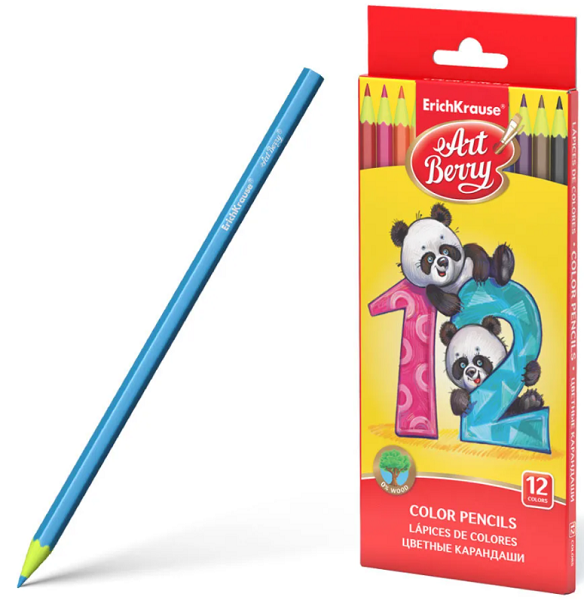 Цветные карандаши пластиковые шестигранные Art Berry 12 цветов