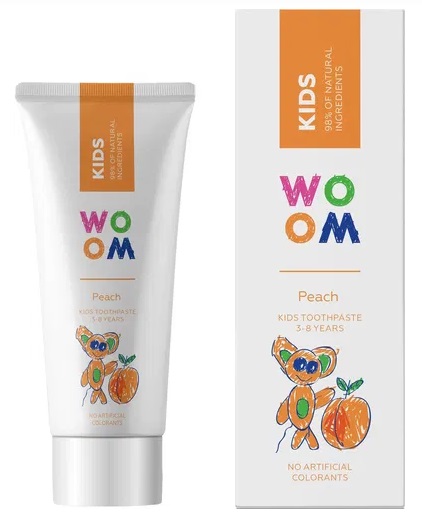 Зубная паста детская WOOM Junior Peach 3-8 лет с ксилитом 50мл