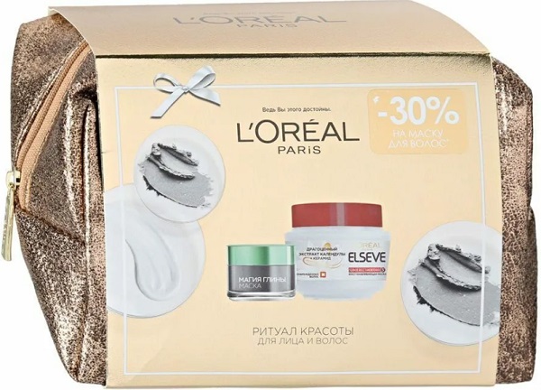 LOREAL набор l'oreal paris Увлажняющий крем и маска глина