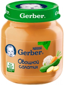 Гербер Пюре Овощной салатик 130г с 4мес.
